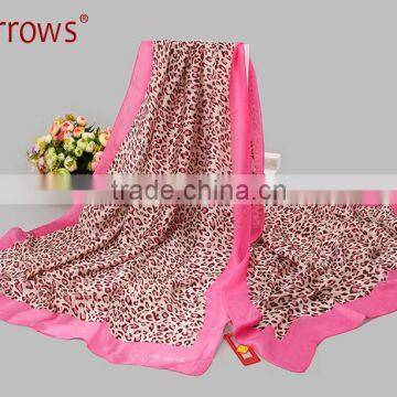 Degital Printed Oversize Leopard Ladies Women's Silk Neck Shawl and Scarf photo-3