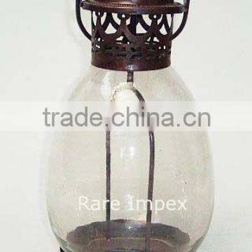 Hurricane Candle Holder With Copper Antique Finish.
