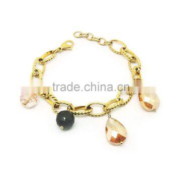 Fashion custom gold stainless steel charm bracelet for girl