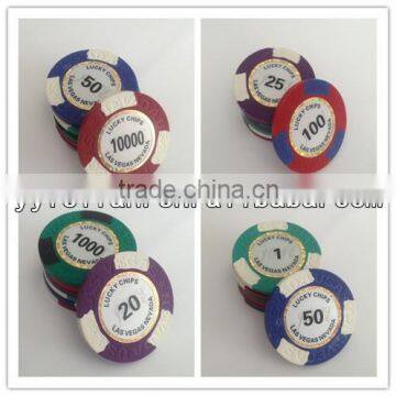 denomination block poker chips,clay material,13.5g weightness