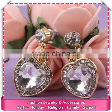 Heart shaped hanging earring design, heart bridal earrings wholesale