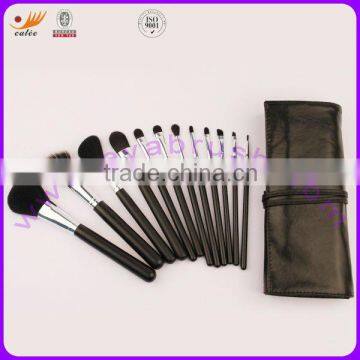 Hot sale 12pcs Travel makeup brush set in black pouch