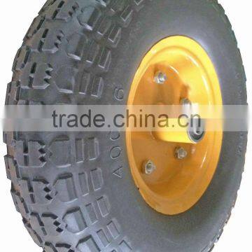 13 inch 4.00-6 FLAT FREE PU wheel with metal rim for wheelbarrows tool carts