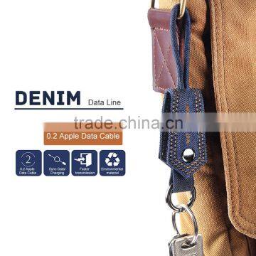 0.2M VOXLINK 5V 1A gift type Denim Key Chain USB Cable Charger Micro USB data Cable for Xiaomi Samsung