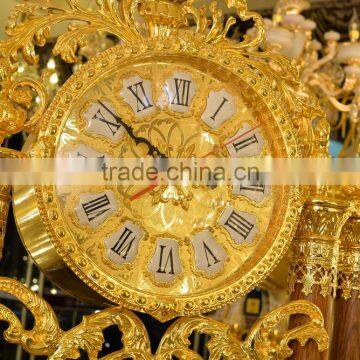 Home Luxury Decoration Antique 24K Gold Plated Floor Clock,Grandfather Clock, Made of Copper&Marble photo-2