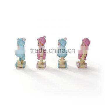 Baby Gift Pink and Blue Polyresin Baby Figurines photo-3