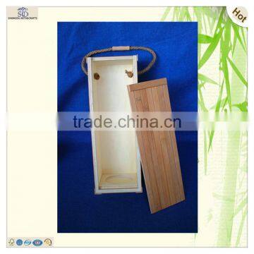 String Handle Single Bamboo Wooden Fruit Wine Gift Box photo-4