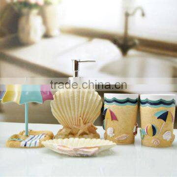 Summer Beach Style Resin Sea Shell Bathroom Set Accessories photo-3