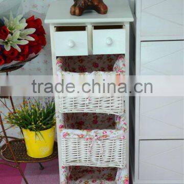 White Wooden Storage Cabinet With 3 Willow Drawer photo-3