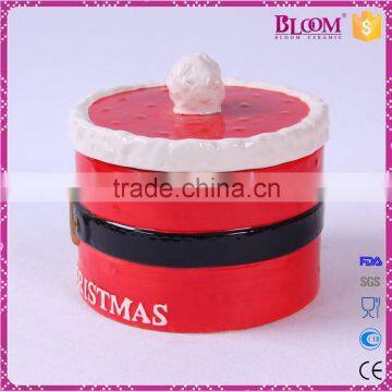 Round Shaped Ceramic Christmas Candy Jar With Lid photo-2