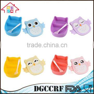 NBRSC Wholesale Portable Kids Cute Owl Lunch Box Food Storage Container Plastic Bento Box With Spoon photo-6
