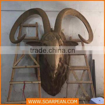 fiberglass carving stature of goat head, sheep head wall decoration