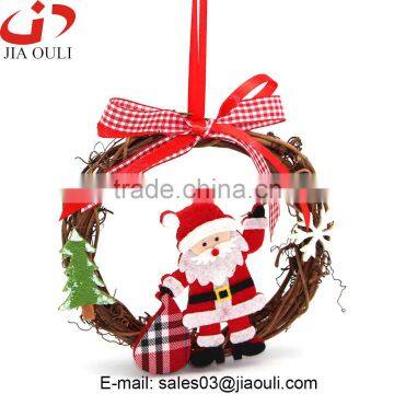 Hot Sales Christmas Decorations With Santa Claus Rattan Christmas Wreath Ornament photo-5