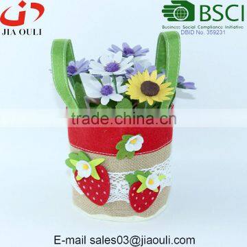 Decorative Felt basket With handle for flowers or storage