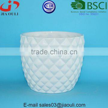 Pineapple Shape Glazed White Ceramic Garden Flower Pot photo-2