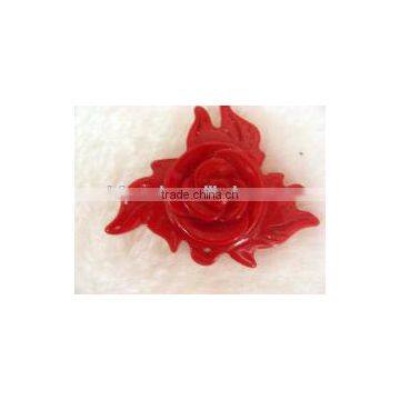 wholesale 30-35mm red flower shape & leaf shape natural ladies coral pendant