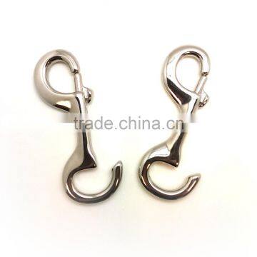 4-3/4" Solid Brass Hook in Nickel Plate, Solid Brass Swivel Eye Metal Snap Hook photo-6