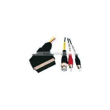 High quallity SCART PLUG TO 2 RCA+BNC PLUG cable