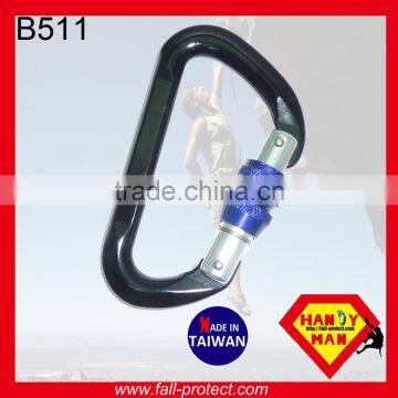 23KN Screw Lock Mountain Rock Climbing Aluminum Carabiner With Hook