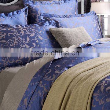 2016 Jacquard Lake Blue Satin 4pcs Bedding Sets Including Duvet Cover Bed Sheet Pillowcases Set Twin King Queen Full Size. photo-2