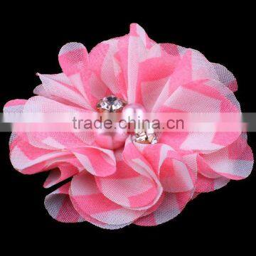 Handmade Fabric Flower With Pearl in Center Headband for Kids Hair Accessories photo-4