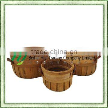 New Design Handmade Wood Chip Basket with Handles