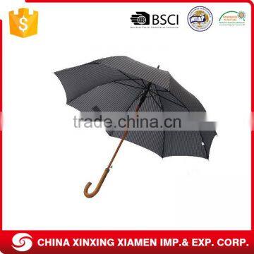 Metal Frame Shaft Fiber Ribs Straight Promotion Wooden Umbrella Customize