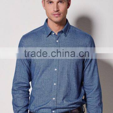 New Design Made to Measure Herringbone Cotton Slim Men Shirt BSB009 photo-3