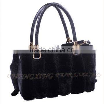 CX-H-57B New Fashion Women Hand Bags Printed Mink Fur Satchel