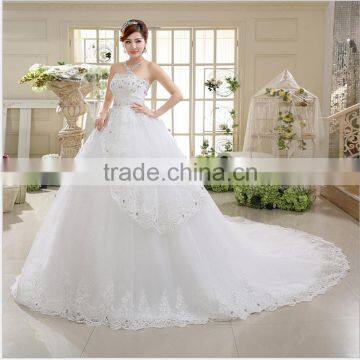 Factory Direct Sales Luxury Lace Wedding Dress Big Tail Diamond Bra Topi Sweet Puff Skirt Sequins Wedding Dress photo-3