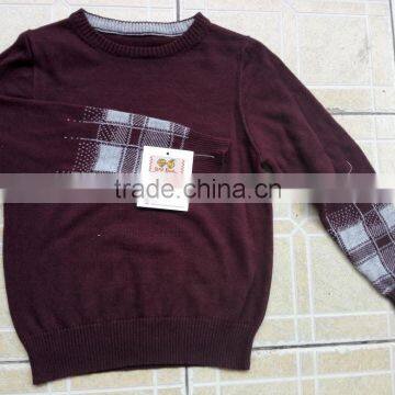OEM 100% Cotton Jacquard Pattern Knitted Boys Sweaters