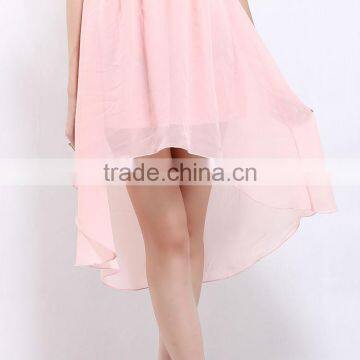 2017 New Fashion Patchwork Chiffon Skirt Black Leather Tube Top