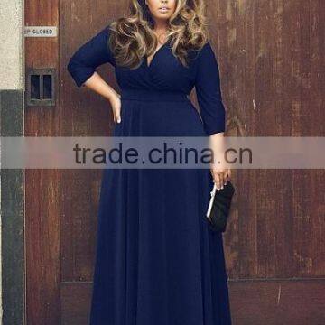 2016 Wholesale New Arrival Fashion Sexy Long Sleeve Deep V-neck Plus Size Dresses for Fat Women photo-6