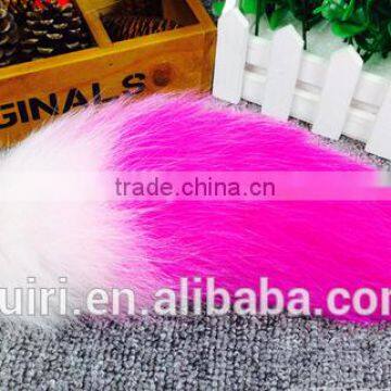 Colorful Fox Fur Keychains 100% Real Fox Fur Rehinstone Tail Bag Pendants Accessory photo-4