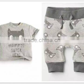 Wholesale Clothes Spring Fall Winter Infant Clothes Baby Clothing Sets Boy Cotton Little Monsters and the Lions Short Sleeve 2pc photo-2