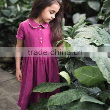 High Quality Washed Girl's Linen Dress Kids Linen Summer Dress photo-4