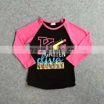 baby girls cotton raglans girls kinder garden Diva raglans baby girls back to school cotton raglans