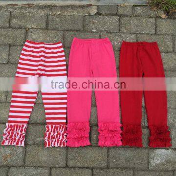 100% Cotton Pants With Triple Ruffles Bottom for Baby Girls Pants Knit Ruffle Wholesale Kids Clothes