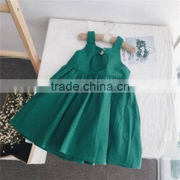 Factory Supply 2-7Y Little Girls Hollow Back Green One-piece Dress Little Girls photo-3