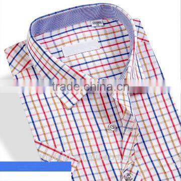 Oem Service Short Sleeve Check Regular Size Men Shirt Embroidery Design With Customised Logo photo-2