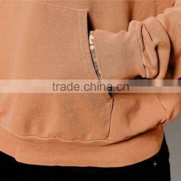 Coffee Color Plain Hoodies Crewneck Sweatshirt for Mens photo-3