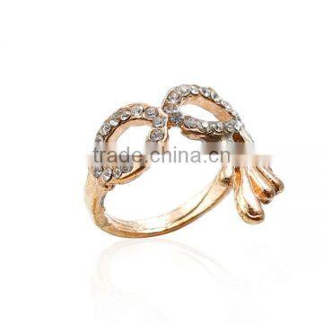 Unadjustable Rings Gold Plated Mask Clear Rhinestone