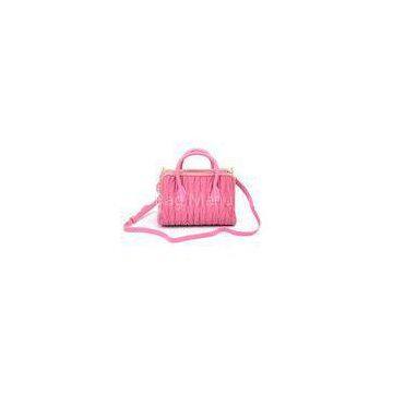 Fashion Soft Nylon Womens Leather Bag Shoulder Tote , Pink / Black