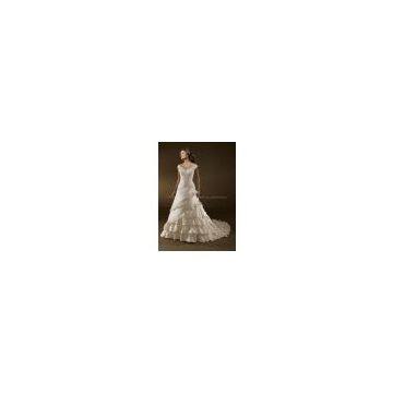 High quality taffeta off-shoulder A-line bridal wedding dress custom made