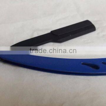 Barbers shaving razors with black blade with blue handle