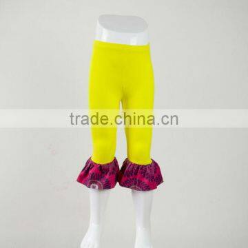 Hot sale kids children girls boutique ruffle capris fashion summer kids baby toddler knitted cotton capri pants