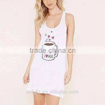 Anly Apparel Modal Sweet Print I-shaped Low Neck Short Nighty Dress