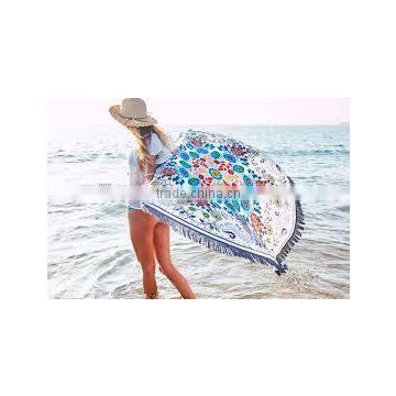 Custom full print digital design velour round microfiber beach blanket