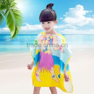 Microfiber printed kids hooded towels for beach