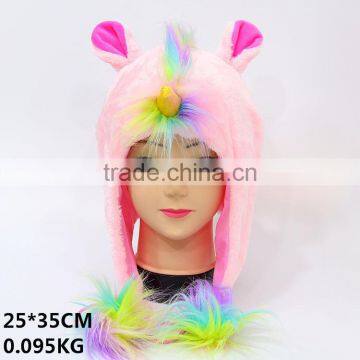 Hot sale japan designs unicorn anime cute colorful plush hat
